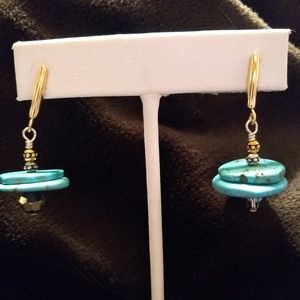 Genuine turquoise earrings w/ GF & sterling silver